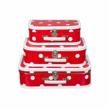 Koffertje rood polka dot 35 cm