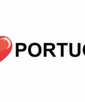10x stuks i love portugal vlaggen thema sticker 19 x 4 cm