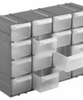 1x stuks grijze staande opbergboxen sorteerboxen met 16 vakken 22 cm