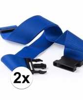 2x stuks kofferriemen blauw 180 cm