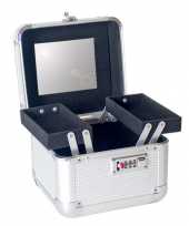 Aluminium make up opbergkoffer met 3 vakken 22 x 17 x 15 cm