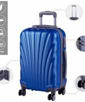 Cabine trolley koffer met zwenkwielen 33 liter blauw