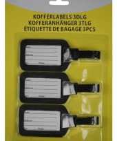 Kofferlabel bagagelabel set 3 stuks zwart