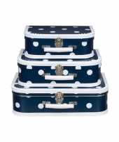 Koffertje navy polka dot 35 cm