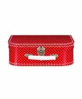 Koffertje rood met witte stippen 25 cm