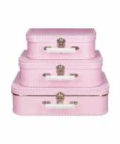 Koffertje roze met stippen wit 30 cm