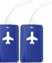 Pakket van 4x stuks kofferlabels kobalt 11 5 cm