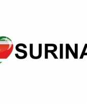 Set van 10x stuks i love suriname vlag sticker 19 6 cm